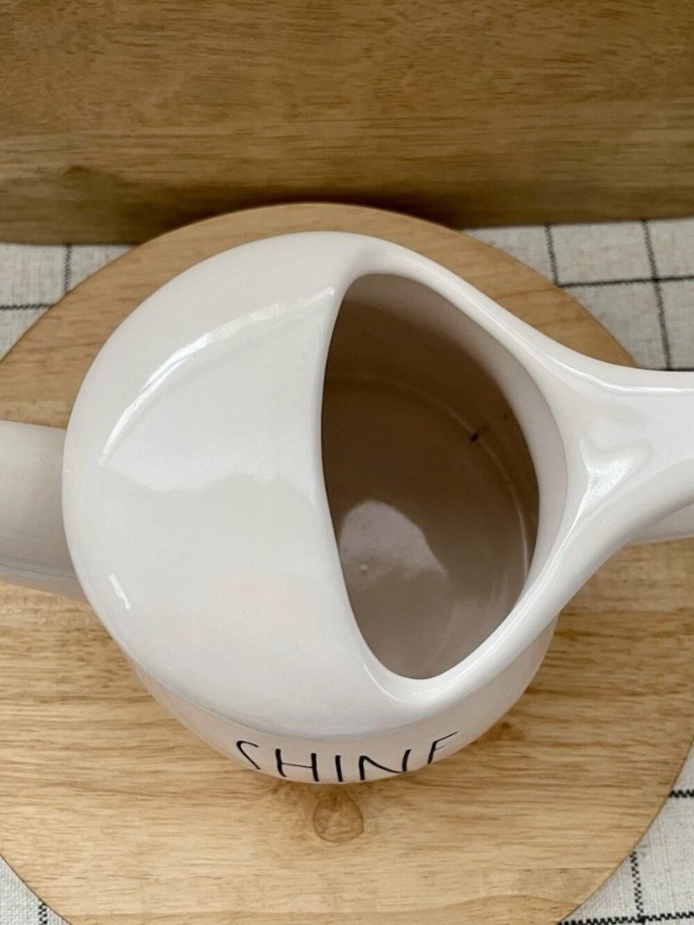 SALE! NWOT RAE DUNN Water Ceramic Watering Can SHINE (~ 6.5” H x ~5.75” d) - Picture 2 of 6